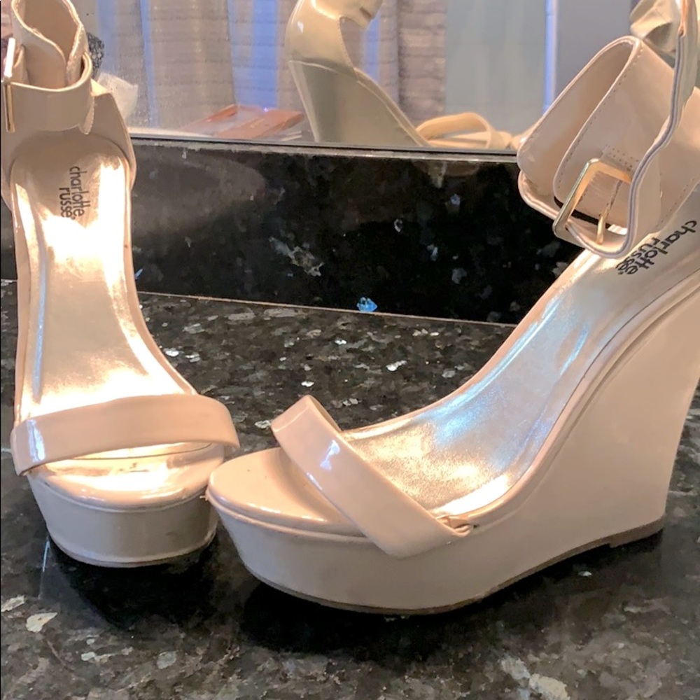 Nude platform wedges!